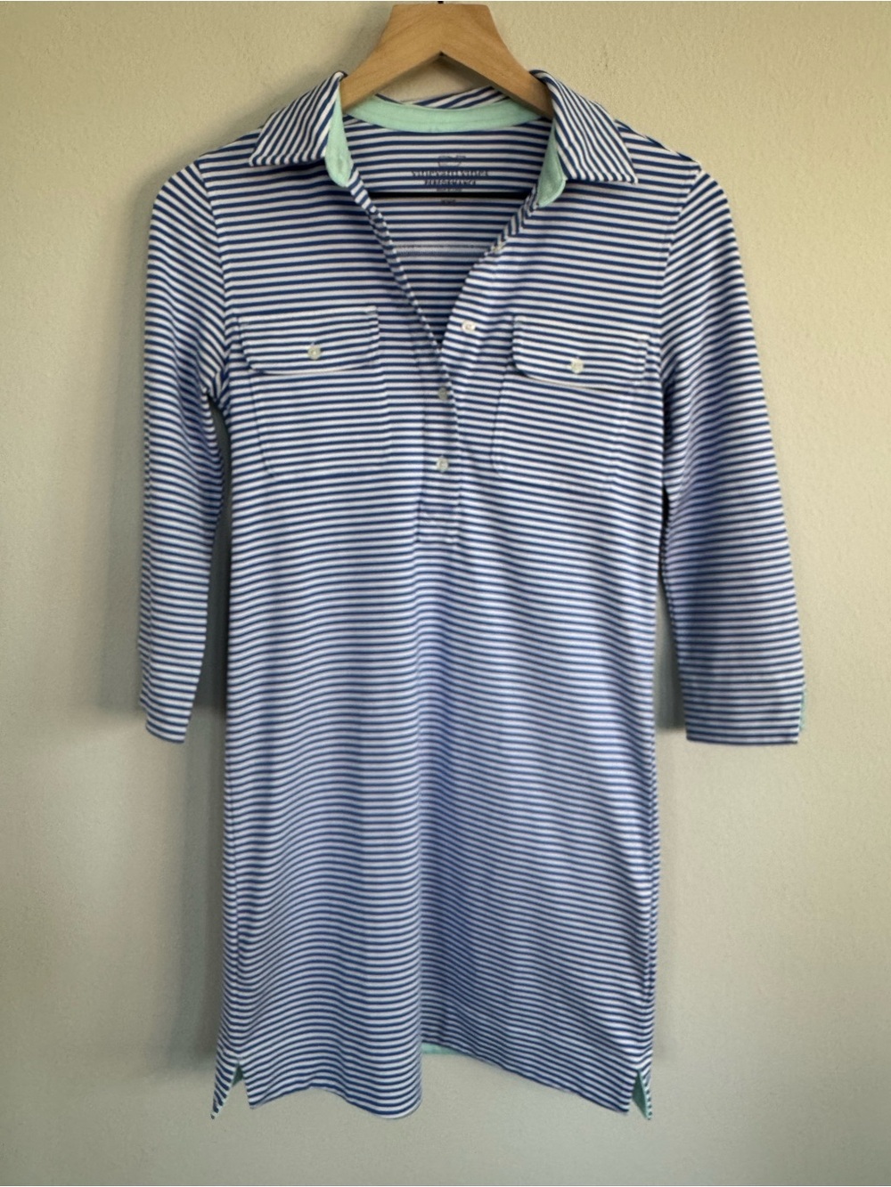 Vineyard Vines Performance Striped Polo Dress Blue White Stretch Golf Tennis XXS